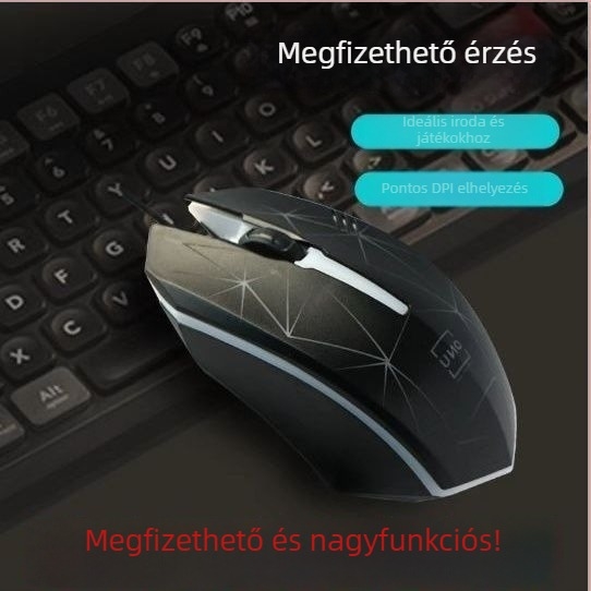 Vezetékes optikai egér USB csatlakozással és 2 gombbal