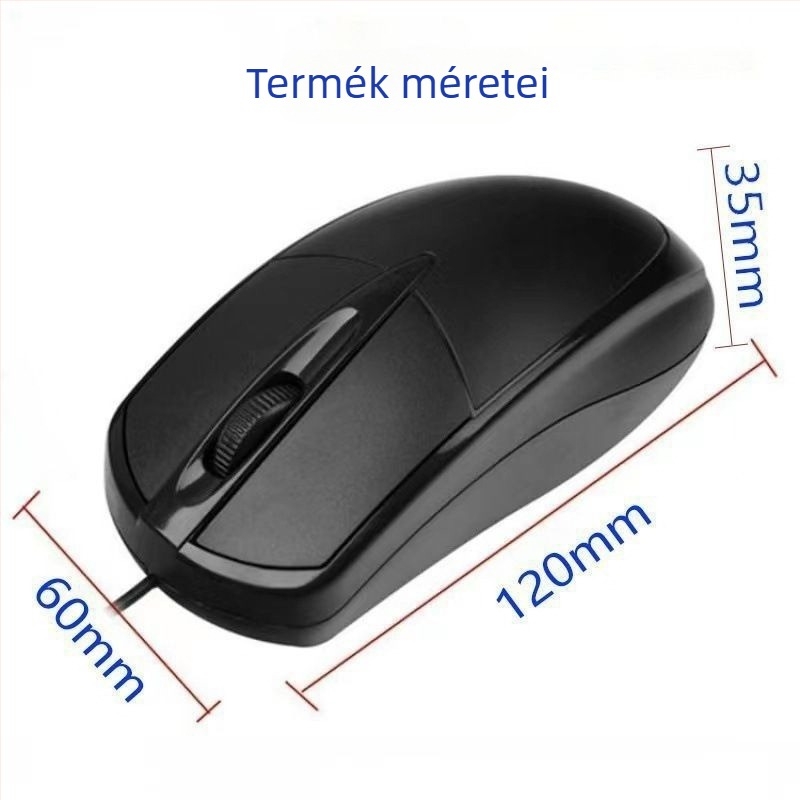 Vezetékes optikai egér USB csatlakozással és 2 gombbal