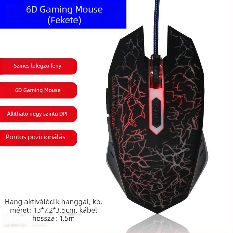 Vezetékes optikai egér USB csatlakozással és 2 gombbal
