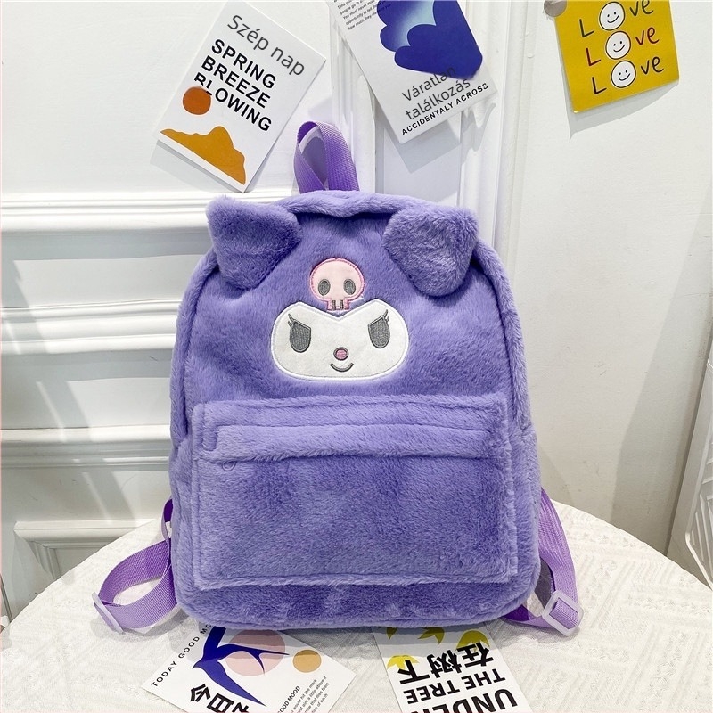 Japán stílusú hátizsák Kuromi és My Melody plüssfigurákkal