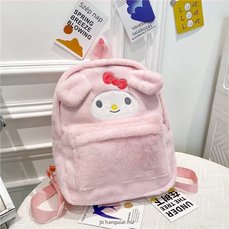 Japán stílusú hátizsák Kuromi és My Melody plüssfigurákkal