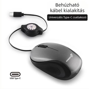 Optikai USB vezetékes egér, 1000 DPI, 3 gomb, laptopokhoz, 78 cm kábel