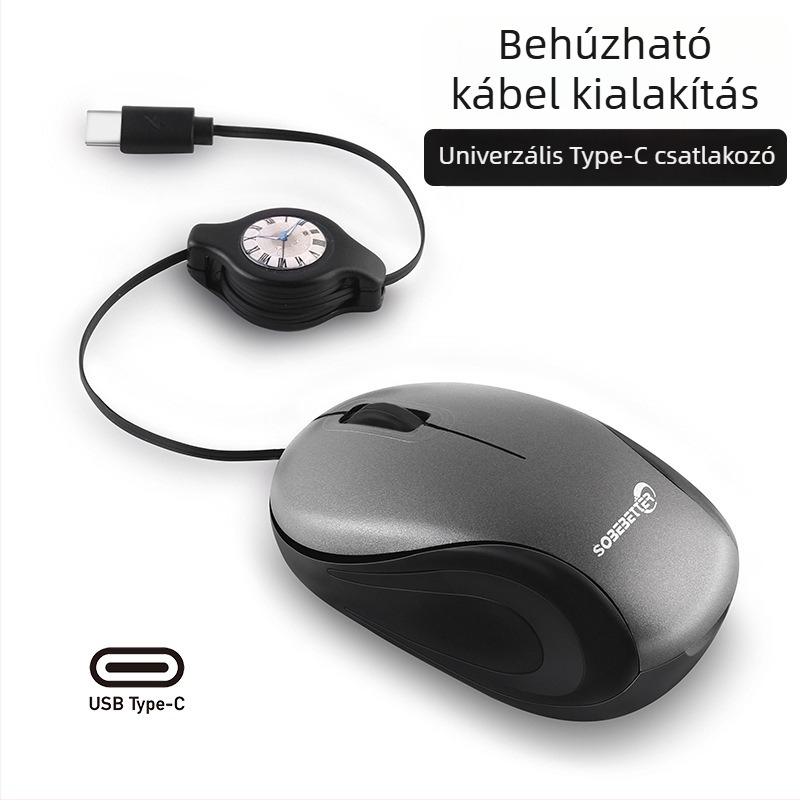 Optikai USB vezetékes egér, 1000 DPI, 3 gomb, laptopokhoz, 78 cm kábel