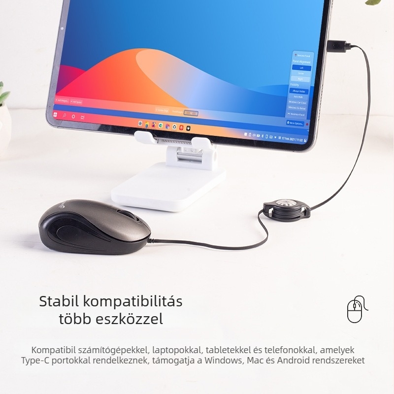 Optikai USB vezetékes egér, 1000 DPI, 3 gomb, laptopokhoz, 78 cm kábel