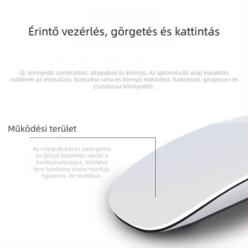 Mac laptophoz Bluetooth egér – 1600 DPI, 2 gomb, Type-C töltés, érintés görgő, vezeték nélküli kapcsolat
