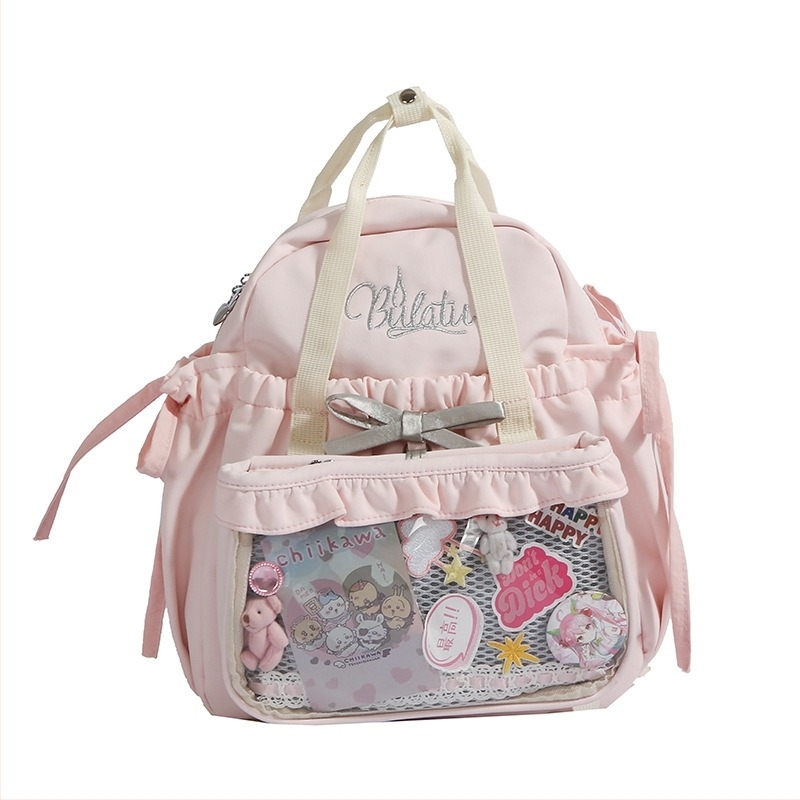 Anime-stílusú két darabos hátizsák készlet, nylon utazó hátizsák, laptop-kompatibilis, görbült vállpántok