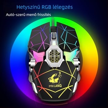 Freedom Wolf V8 vezetékes játékegér makróprogramozással, 3200 DPI, 7 programozható gomb, USB, 4 DPI-szint, 1,4 m USB-kábel