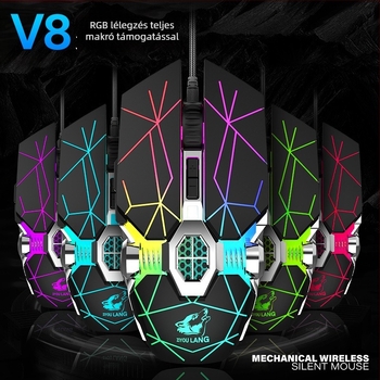 Freedom Wolf V8 vezetékes játékegér makróprogramozással, 3200 DPI, 7 programozható gomb, USB, 4 DPI-szint, 1,4 m USB-kábel