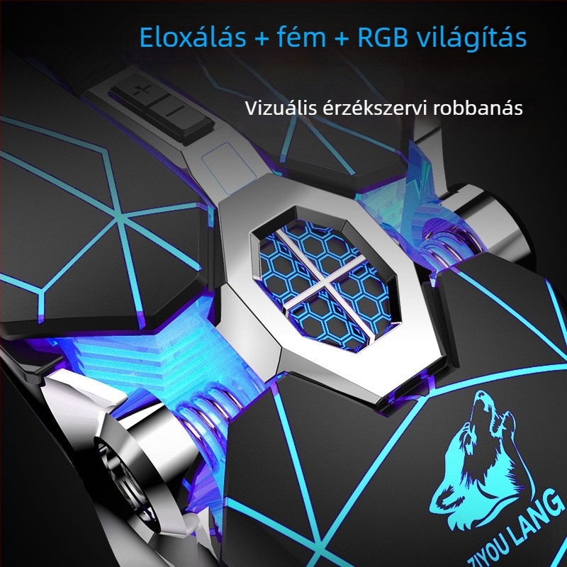 Freedom Wolf V8 vezetékes játékegér makróprogramozással, 3200 DPI, 7 programozható gomb, USB, 4 DPI-szint, 1,4 m USB-kábel