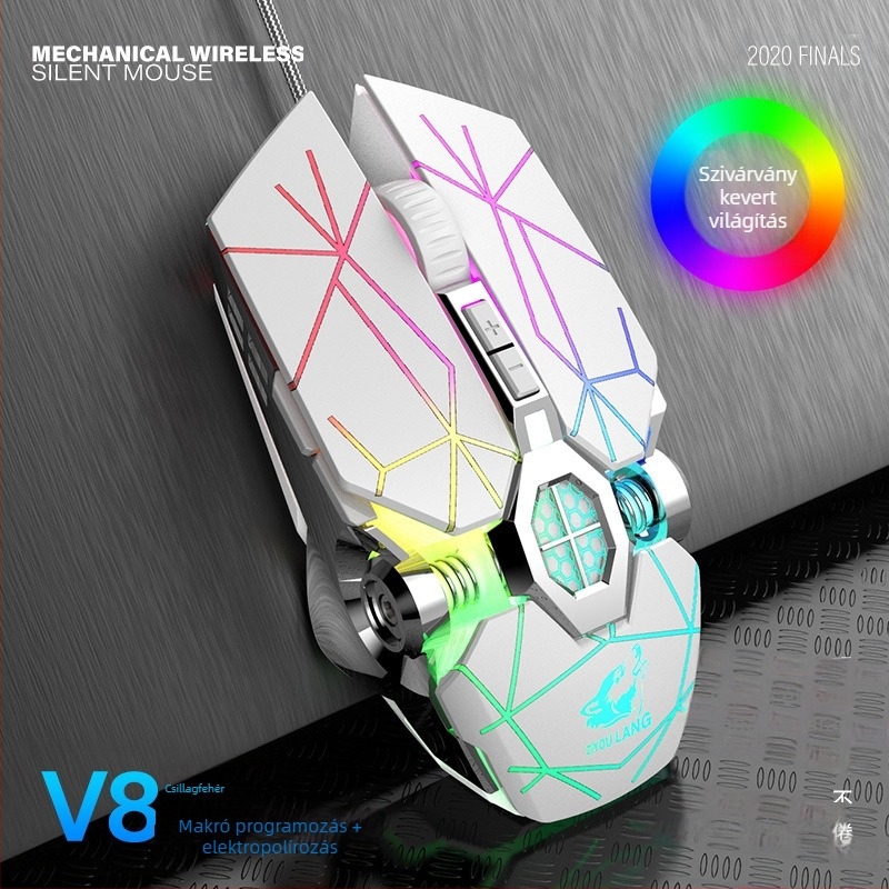 Freedom Wolf V8 vezetékes játékegér makróprogramozással, 3200 DPI, 7 programozható gomb, USB, 4 DPI-szint, 1,4 m USB-kábel
