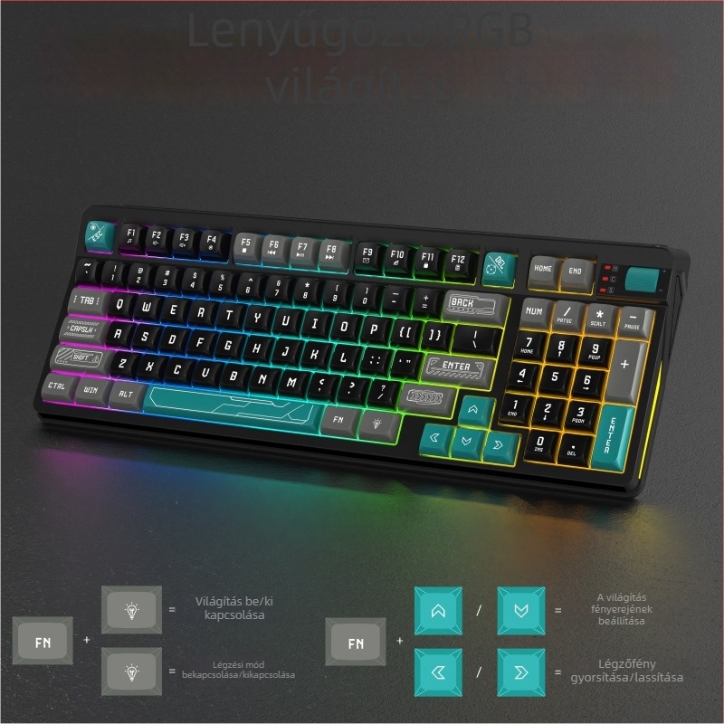 SOREX Játék billentyűzet, vezetékes, RGB háttérvilágítás, 98+ billentyű, kéztámasz