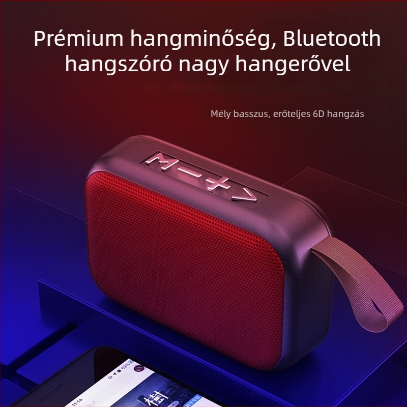 Kis méretű Bluetooth hangszóró kártyahellyel, hordozható, vezeték nélküli sztereó hang, USB tápegység, Bluetooth 4.2, 3W, 60Hz-15kHz, SNR ≥70 dB