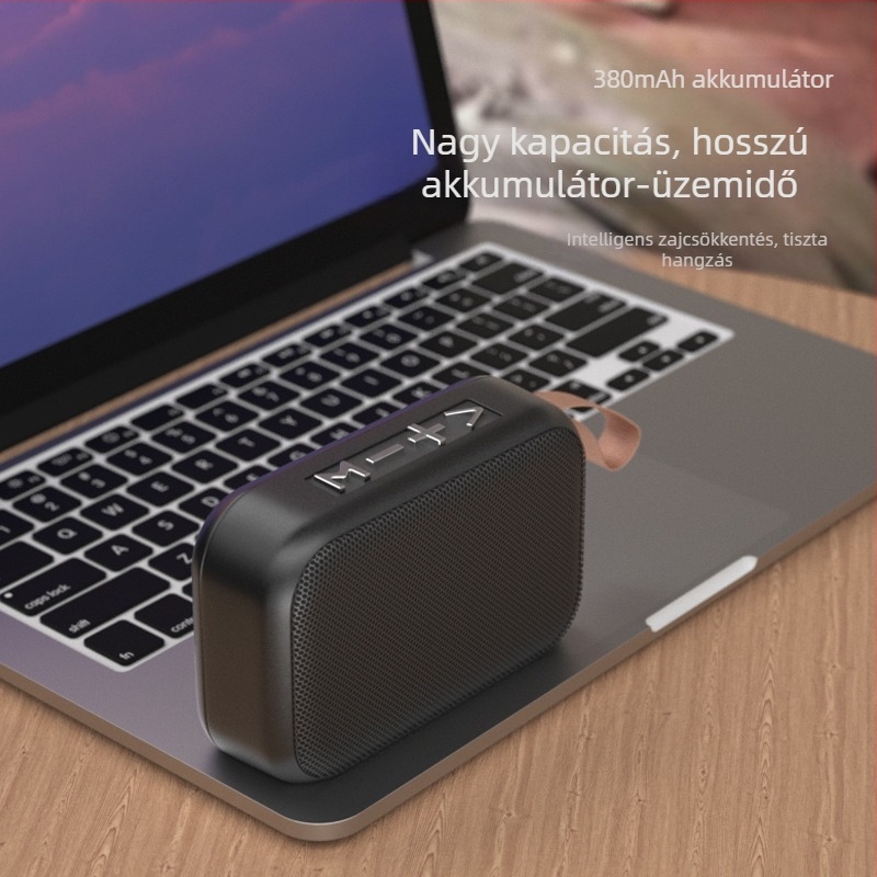 Kis méretű Bluetooth hangszóró kártyahellyel, hordozható, vezeték nélküli sztereó hang, USB tápegység, Bluetooth 4.2, 3W, 60Hz-15kHz, SNR ≥70 dB