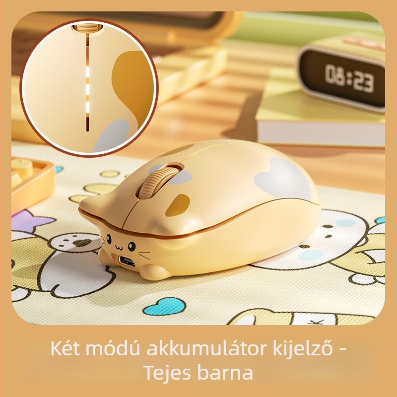 Optikai vezeték nélküli egér, kettős Bluetooth és 2.4 GHz üzemmóddal, 2400dpi, 4 gomb, USB vevővel, újratölthető, ergonómikus