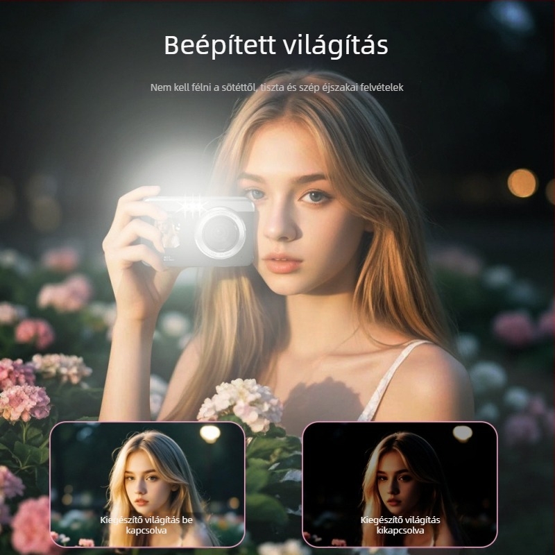 Selfie digitális kamera 80MP CMOS, 5K videó, 18x optikai zoom, hordozható duál kijelző, manuális üzemmód