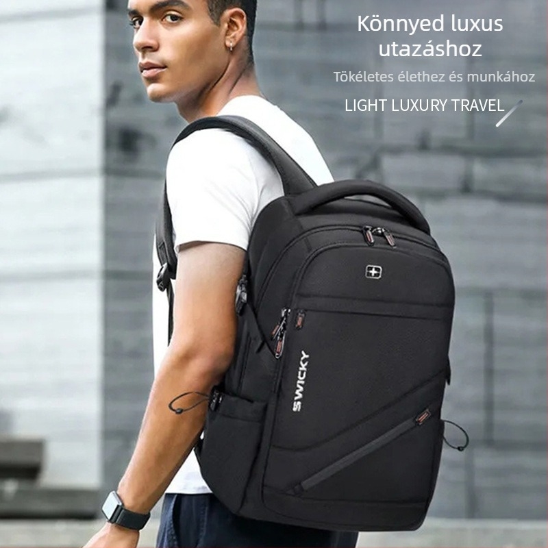 Üzleti hátizsák, nagy kapacitású, vízálló, lopás elleni védelem, lélegző — Görbült vállpánttal (Kapacitás: 36–55 L; Anyag: Poliészter; Funkciók: Légáteresztő, Vízálló, Lopás elleni)