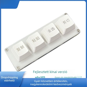 USB-kábeles 4-gombos gyorsbillentyű panel a másoláshoz, beillesztéshez, az összes kijelöléséhez és kivágáshoz – Mini mechanikus billentyűzet RGB háttérvilágítással