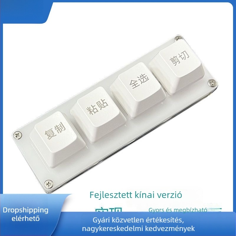 USB-kábeles 4-gombos gyorsbillentyű panel a másoláshoz, beillesztéshez, az összes kijelöléséhez és kivágáshoz – Mini mechanikus billentyűzet RGB háttérvilágítással