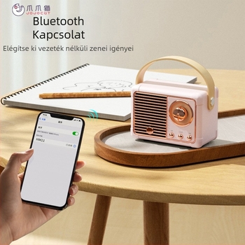 Retro Bluetooth hangszóró szubwooferrel, Bluetooth 5.0, IPX7 vízálló, 3W kimeneti teljesítmény, 100Hz–20kHz hangfrekvencia-tartomány, SNR ≥70dB