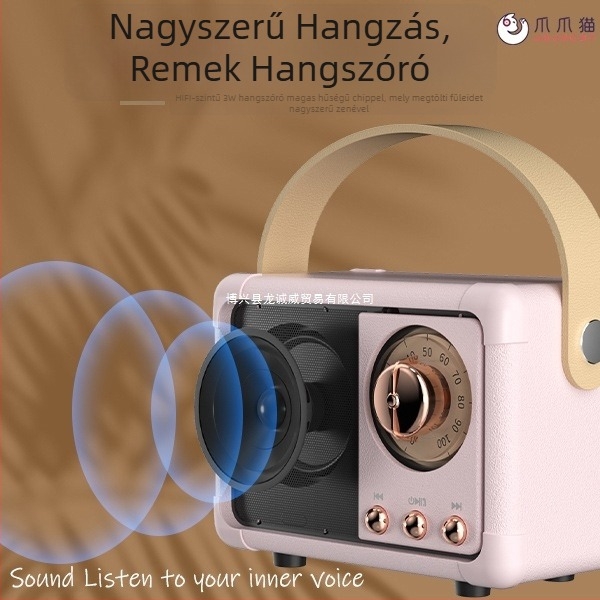 Retro Bluetooth hangszóró szubwooferrel, Bluetooth 5.0, IPX7 vízálló, 3W kimeneti teljesítmény, 100Hz–20kHz hangfrekvencia-tartomány, SNR ≥70dB