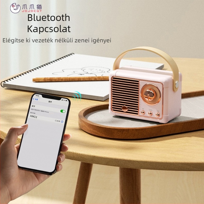 Retro Bluetooth hangszóró szubwooferrel, Bluetooth 5.0, IPX7 vízálló, 3W kimeneti teljesítmény, 100Hz–20kHz hangfrekvencia-tartomány, SNR ≥70dB