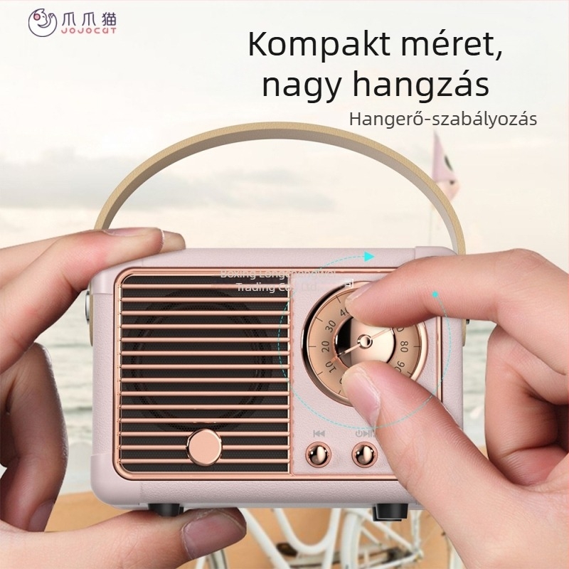 Retro Bluetooth hangszóró szubwooferrel, Bluetooth 5.0, IPX7 vízálló, 3W kimeneti teljesítmény, 100Hz–20kHz hangfrekvencia-tartomány, SNR ≥70dB