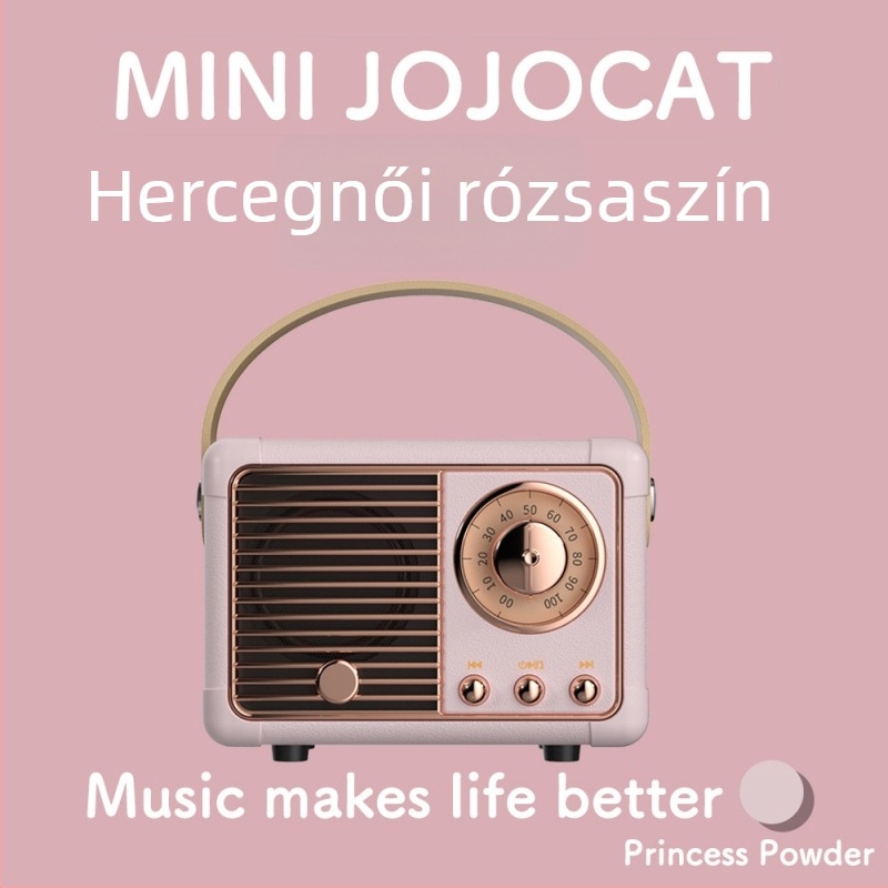 Retro Bluetooth hangszóró szubwooferrel, Bluetooth 5.0, IPX7 vízálló, 3W kimeneti teljesítmény, 100Hz–20kHz hangfrekvencia-tartomány, SNR ≥70dB