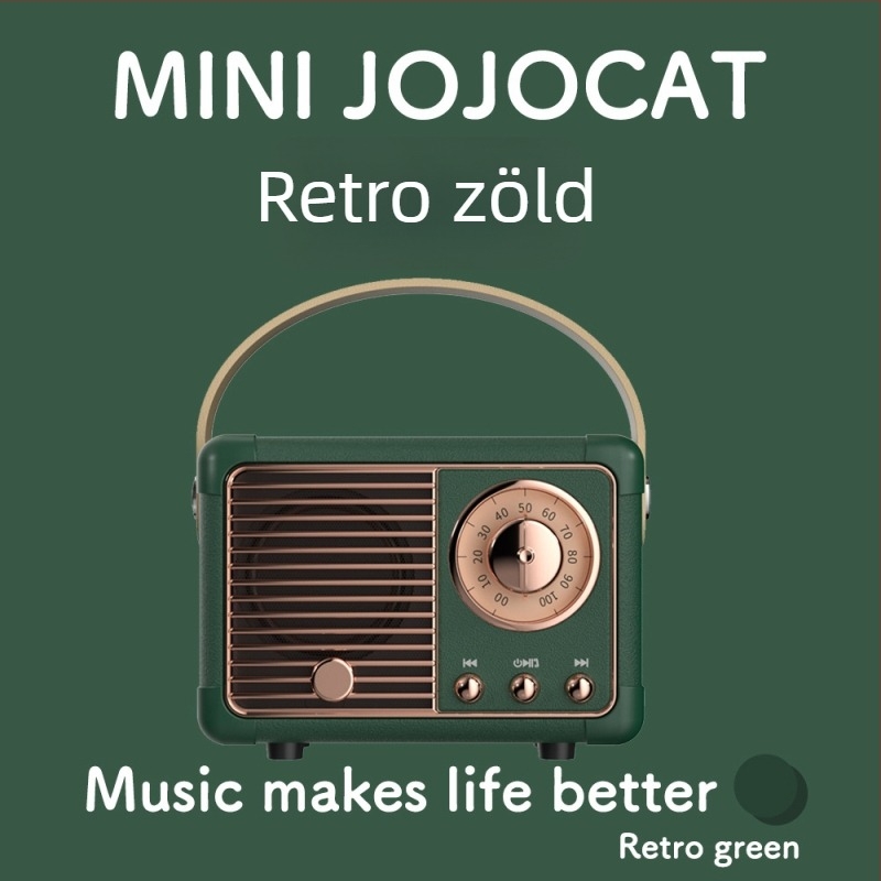 Retro Bluetooth hangszóró szubwooferrel, Bluetooth 5.0, IPX7 vízálló, 3W kimeneti teljesítmény, 100Hz–20kHz hangfrekvencia-tartomány, SNR ≥70dB