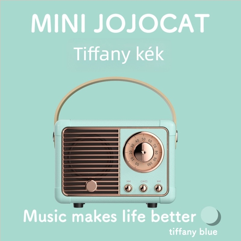 Retro Bluetooth hangszóró szubwooferrel, Bluetooth 5.0, IPX7 vízálló, 3W kimeneti teljesítmény, 100Hz–20kHz hangfrekvencia-tartomány, SNR ≥70dB