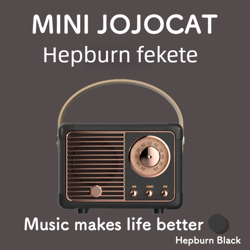 Retro Bluetooth hangszóró szubwooferrel, Bluetooth 5.0, IPX7 vízálló, 3W kimeneti teljesítmény, 100Hz–20kHz hangfrekvencia-tartomány, SNR ≥70dB