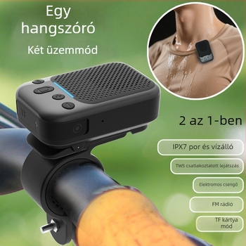 2 az-1-ben Bluetooth hangszóró kerékpározáshoz és kültéri használatra, mini, IPX7 vízálló, Bluetooth 5.3, 3W, 100 Hz-20 kHz, beépített 500-800 mAh
