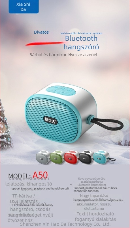 Hordozható Bluetooth hangszóró mélynyomóval - 10W, BT 5.0, 100Hz-20kHz, SNR ≥75 dB, 15 m hatótáv