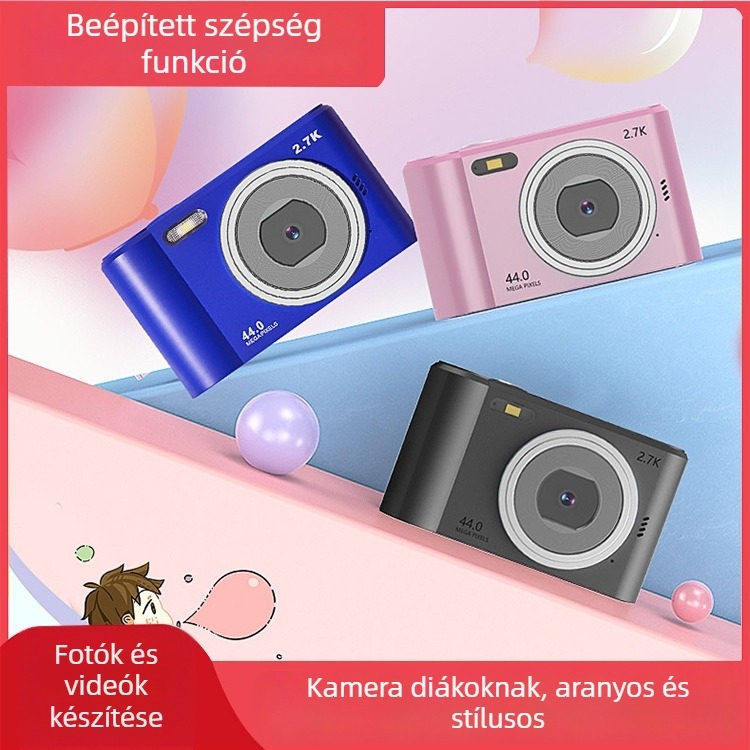 Új diák kamera beépített vakuval, CCD HD, közép- és gimnáziumi diákok számára, kompakt és aranyos vlogoláshoz