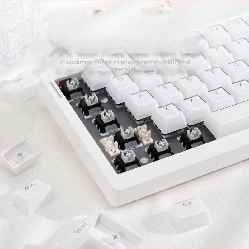 Kereszttengelyes mechanikus billentyűzet | Kristálytiszta gravírozott PC keycaps, 136-teszes teljes készlet, vezetékes csatlakozás, vízálló
