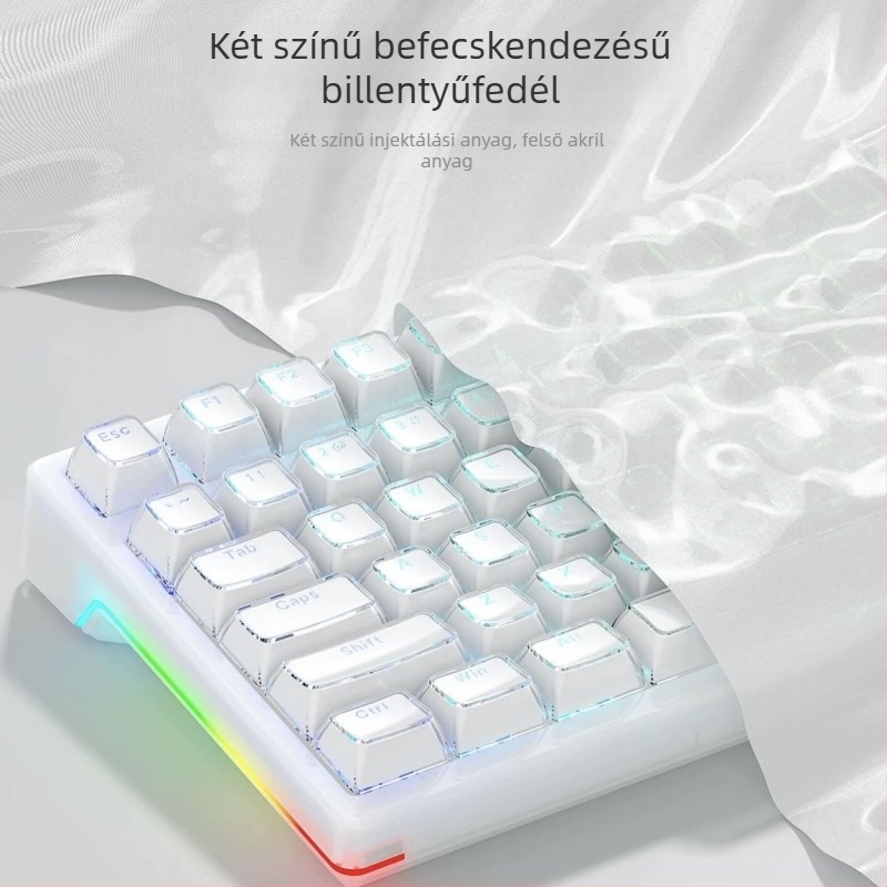 Kereszttengelyes mechanikus billentyűzet | Kristálytiszta gravírozott PC keycaps, 136-teszes teljes készlet, vezetékes csatlakozás, vízálló