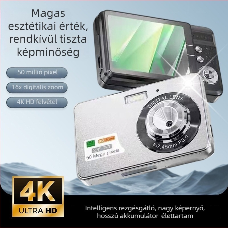 Kézi CCD önarckép kamera 1/1.7 hüvelykes szenzorral, 24 MP+, 8x optikai zoom, 2,8 hüvelykes HD LCD, periszkópos objektív