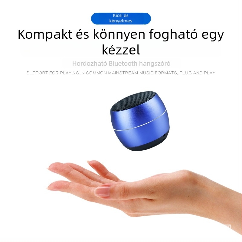 Fémházú vezeték nélküli Bluetooth mini hangszóró, Bluetooth 5.3, hangfrekvenciaskála 60 Hz–15 kHz, SNR ≥70 dB, beépített akkumulátor 300–500 mAh, névleges teljesítmény 3 W