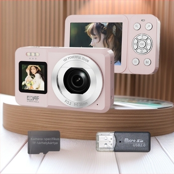 All-in-One digitális kamera 18x optikai zoom, CMOS-érzékelő, 2,8 hüvelykes LCD, 1080p, MicroSD-kártya foglalat