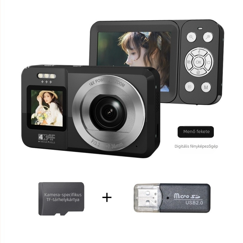 All-in-One digitális kamera 18x optikai zoom, CMOS-érzékelő, 2,8 hüvelykes LCD, 1080p, MicroSD-kártya foglalat