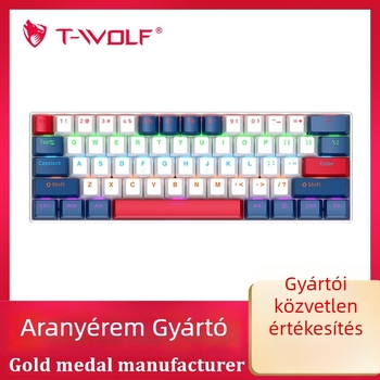 T-wolf T60 mechanikus billentyűzet, 61 gomb, USB kábeles csatlakozás, RGB megvilágítás, testreszabás támogatott
