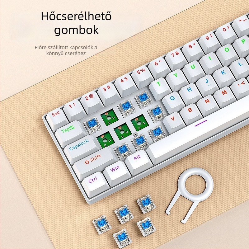 T-wolf T60 mechanikus billentyűzet, 61 gomb, USB kábeles csatlakozás, RGB megvilágítás, testreszabás támogatott