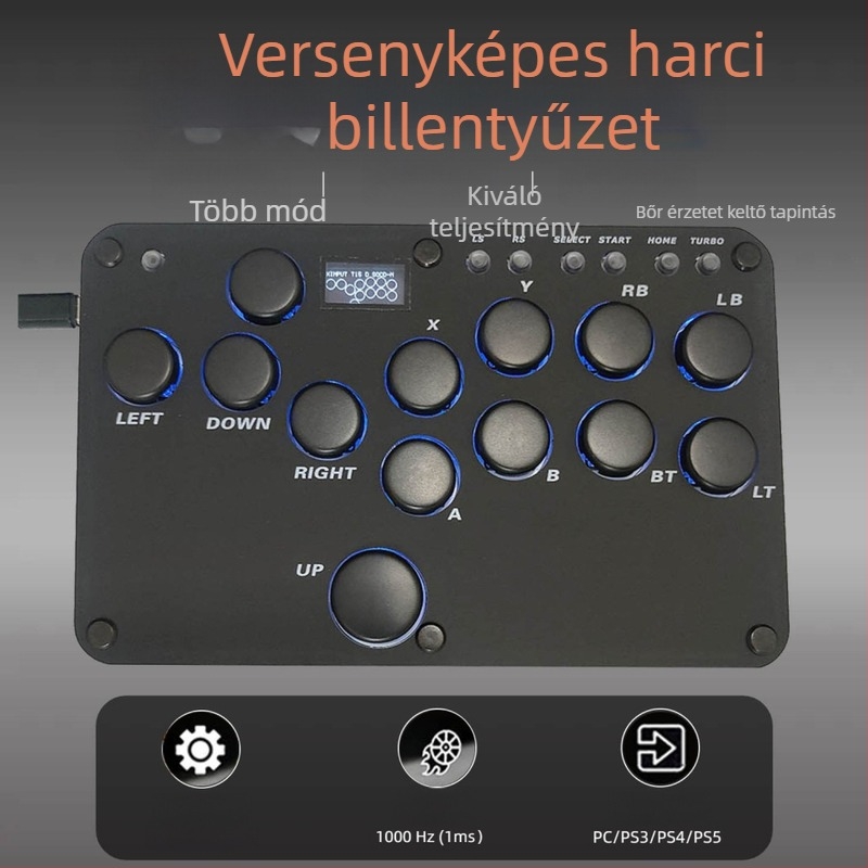 Hitbox 16-gombos vezetékes akril harci billentyűzet PS4/PS5/Switch/PC/Android