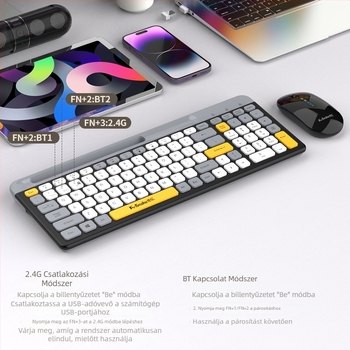 Viper K100 ultra vékony Bluetooth vezeték nélküli billentyűzet, 100 billentyű, vízálló, laptop-kompatibilis