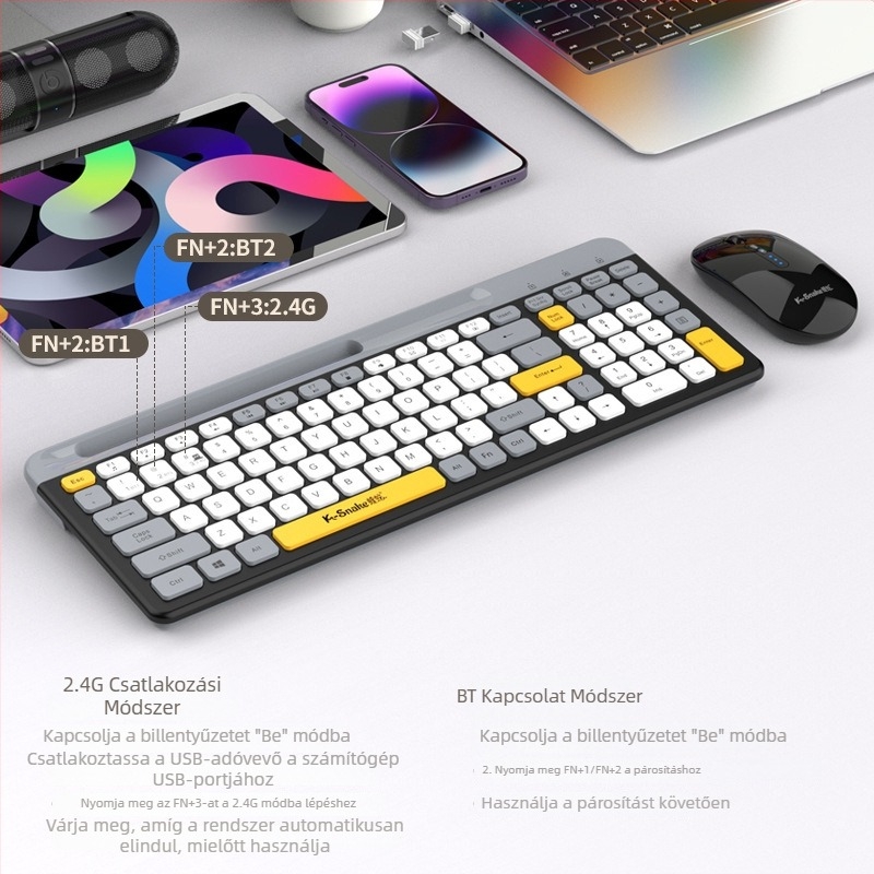 Viper K100 ultra vékony Bluetooth vezeték nélküli billentyűzet, 100 billentyű, vízálló, laptop-kompatibilis