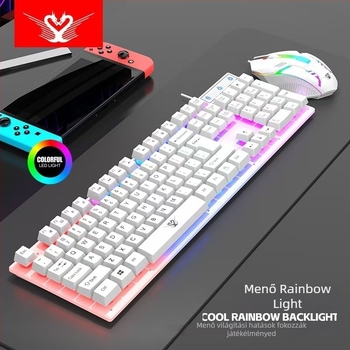 K5 RGB háttérvilágítású vezetékes billentyűzet, 104 gomb, tenyér-támasz, USB-kábel 1,35 m