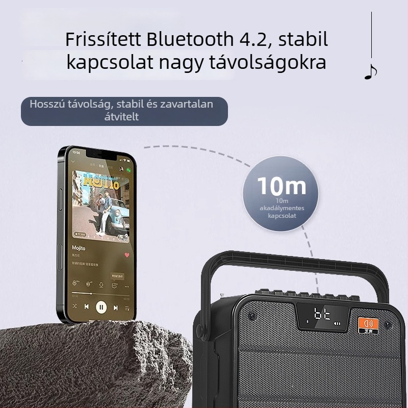 Külső Bluetooth hangszóró, hordozható, 60W, Bluetooth 5.0, beépített 6000mAh akkumulátor, akár 15 m hatótávolság, frekvencia-válasz 80 Hz–18 kHz