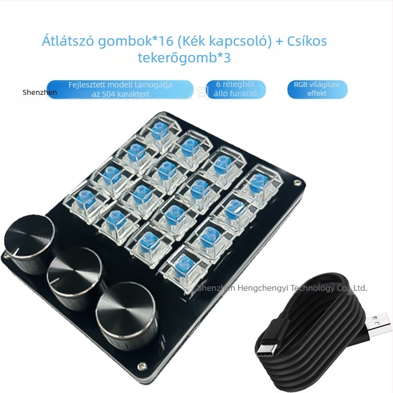 RGB háttérvilágítású mechanikus billentyűzet, 87 billentyű, vezetékes, zöld kapcsolók.