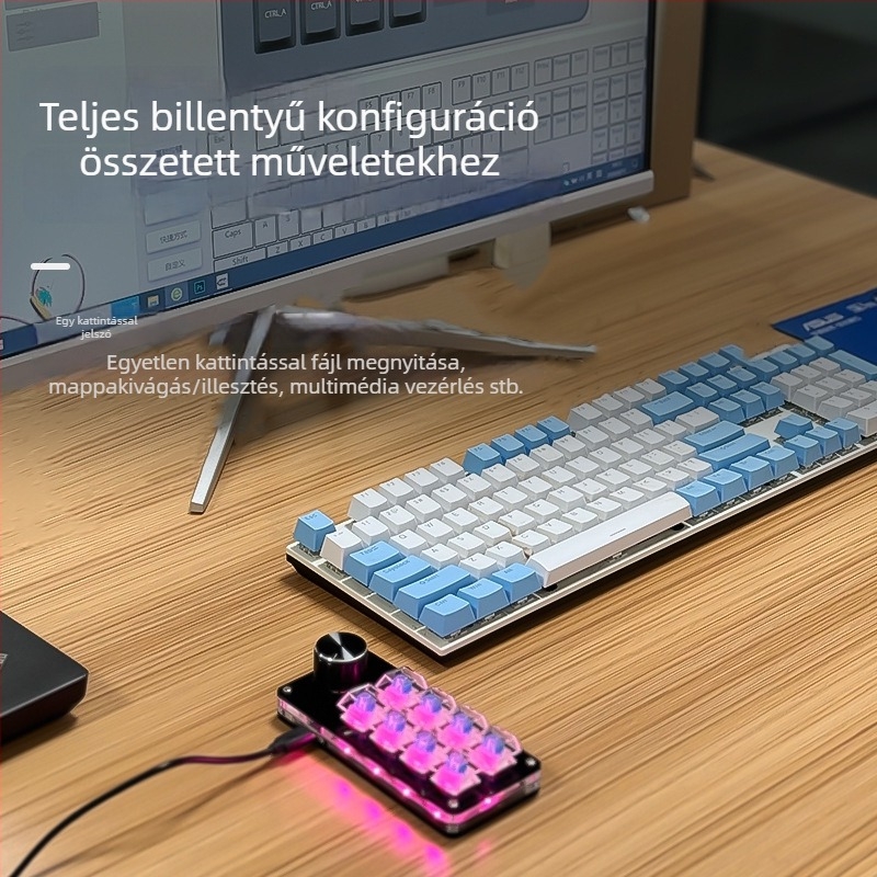 RGB háttérvilágítású mechanikus billentyűzet, 87 billentyű, vezetékes, zöld kapcsolók.