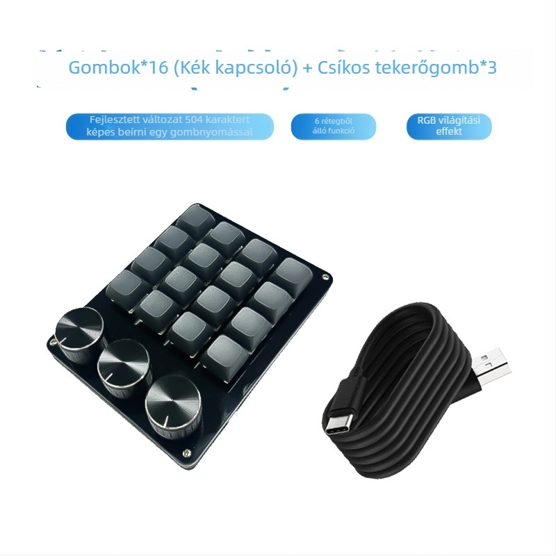 RGB háttérvilágítású mechanikus billentyűzet, 87 billentyű, vezetékes, zöld kapcsolók.