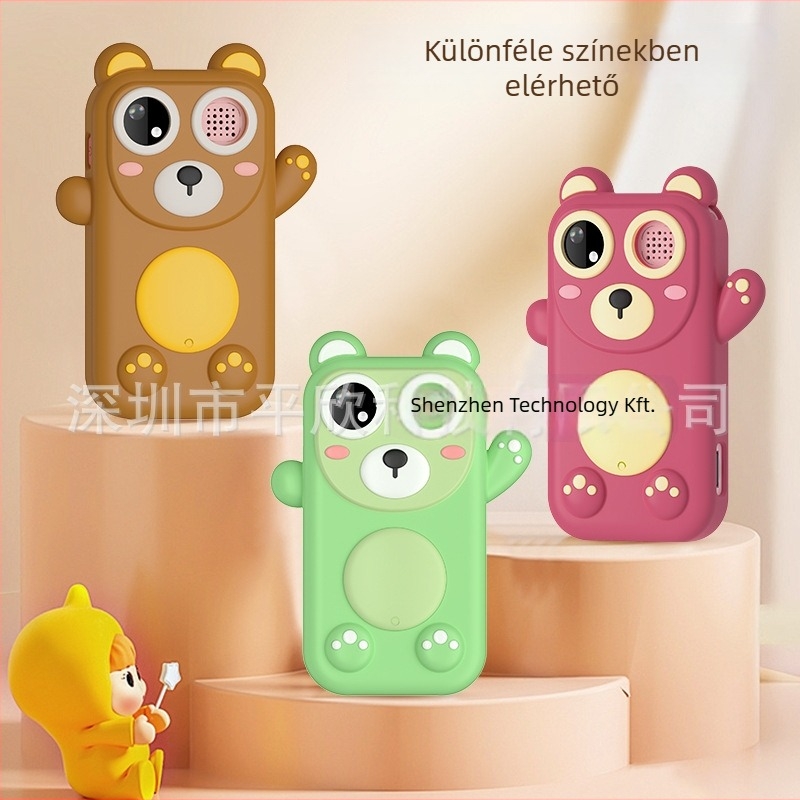 HY-08 Gyermekeknek szánt multfunkciós digitális fényképezőgép játékhoz, 2.4 hüvelykes LCD, 3.0 MP, ABS+szilikon test, 7–8 órás üzemidő